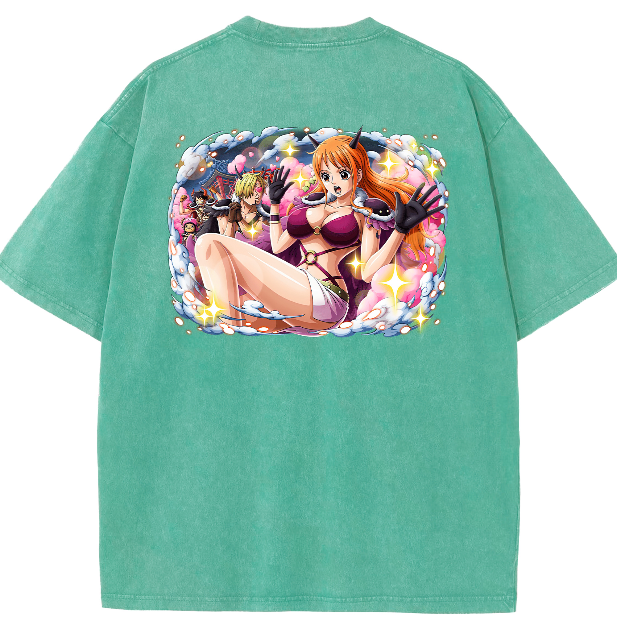 ワンピース ナミ ONE PIECE Nami 綿100% ヴィンテージ風 半袖Tシャツ（背面プリント）